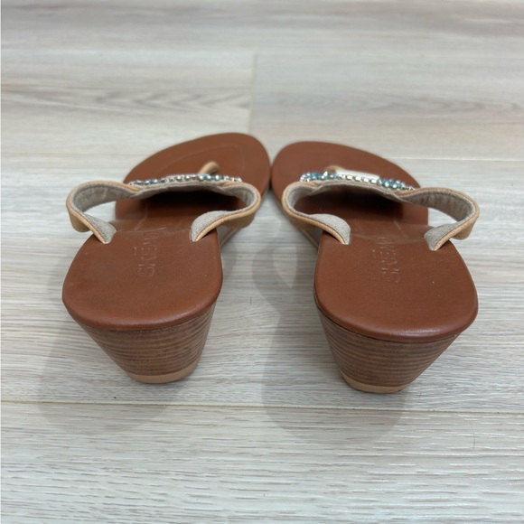 Skemo Banks Beaded Wooden Wedge Sandals Size 8 - Picture 3 of 9
